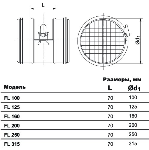 FL-160 фильтр — Габаритные размеры