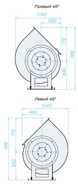 Аэродинамические характеристики, габаритно-присоединительные размеры — ВЕНТИЛЯТОР РАДИАЛЬНЫЙ SVRz 6,3 DU
